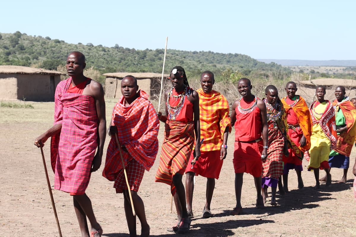 Maasai community members in traditional dress